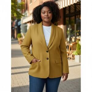 NWOT Jessica London Yellow Blazer Jacket Plus Size 22W Professional Office